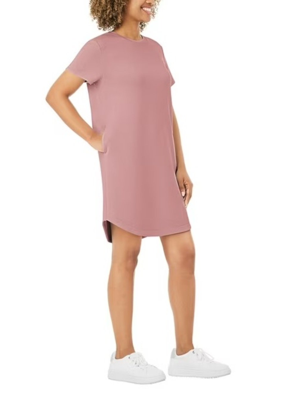 Soft Pink Tee Dress with Side Seam Pocket Members Market XL
